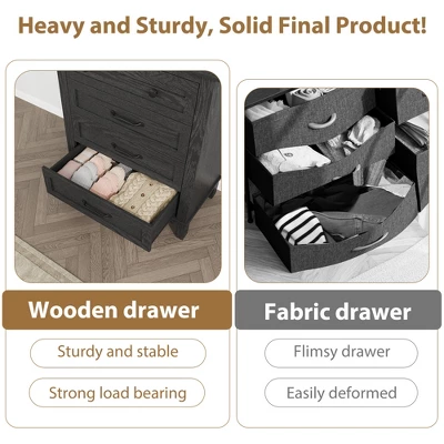 Garvee 4 Dresser For Bedroom, 34.8" Tall Drawer Dresser With Storage Freestanding, Wooden Closet Storage Chest For Living Room, Bedroom 6 Garvee 4 Dresser For Bedroom, 34.8" Tall Drawer Dresser With Storage Freestanding, Wooden Closet Storage Chest For Living Room, Bedroom - Image 4