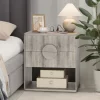 Fluted Nightstand With Charging Station - 2 Drawers + Open Shelf, Modern Wood Bedside Table For Bedroom & Living Room Storage -Garvee GUEST f741e00a 803f 4e32 bfa0 3a5fc3edfe16