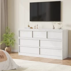 Garvee 7 Drawer Dresser For Bedroom, White Double Dresser Organizer With Concave Handles, Modern Chest Of Drawers For Bedroom Living Room Nursery -Garvee GUEST f74b3e4c 48c1 4d17 853c 931b630971fd