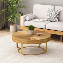 Center Tables, Modern Round Coffee Table Wooden Carving Pattern Coffee Table With Metal Legs For Living Room Reception Room Office 11 Center Tables, Modern Round Coffee Table Wooden Carving Pattern Coffee Table With Metal Legs For Living Room Reception Room Office -Garvee GUEST f8070149 ade0 4883 ba27 d63a1d6b6469