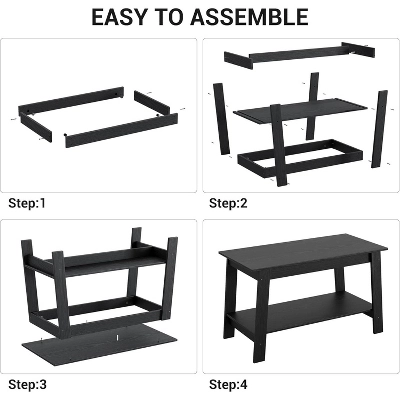 Coffee Table, Small Living Room Tables, 2-Tier Rustic Coffee Table For Living Room, Modern Farmhouse Rectangular Wood Table For Home 8 Coffee Table, Small Living Room Tables, 2-Tier Rustic Coffee Table For Living Room, Modern Farmhouse Rectangular Wood Table For Home - Image 6
