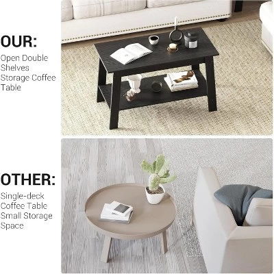 Coffee Table, Small Living Room Tables, 2-Tier Rustic Coffee Table For Living Room, Modern Farmhouse Rectangular Wood Table For Home 7 Coffee Table, Small Living Room Tables, 2-Tier Rustic Coffee Table For Living Room, Modern Farmhouse Rectangular Wood Table For Home - Image 5