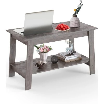 Coffee Table, Small Living Room Tables, 2-Tier Rustic Coffee Table For Living Room, Modern Farmhouse Rectangular Wood Table For Home 11 Coffee Table, Small Living Room Tables, 2-Tier Rustic Coffee Table For Living Room, Modern Farmhouse Rectangular Wood Table For Home - Image 9