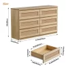 Dresser For Bedroom, Rattan 6/8 Drawer Dresser For Closet, Double Wood Dressers & Chest Of Drawers, For Bedroom/Living Room/Entryway, Natural