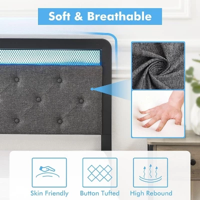 Garvee Queen Bed Frame With 2 Storage Drawers, LED Lights Upholstered Platform Bed With Heavy Duty Metal Slats, No Box Spring Needed, Noise Free 5 Garvee Queen Bed Frame With 2 Storage Drawers, LED Lights Upholstered Platform Bed With Heavy Duty Metal Slats, No Box Spring Needed, Noise Free - Image 3