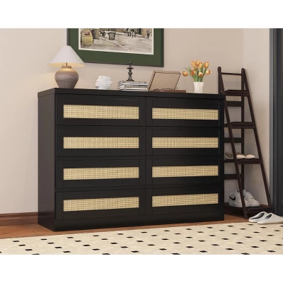 Garvee Rattan Dresser For Bedroom, 8 Drawer Dresser For Closet, Double Wood Dressers & Chest Of Drawers For TV Stands, Living Room 7 Garvee Rattan Dresser For Bedroom, 8 Drawer Dresser For Closet, Double Wood Dressers & Chest Of Drawers For TV Stands, Living Room - Image 5