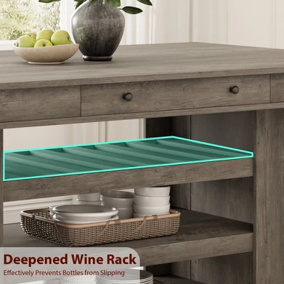 Garvee Counter Height Dining Table For 4-6, Farmhouse Tall Wooden Rectangular Bar Kitchen Table With Wine Rack Shelves 6 Garvee Counter Height Dining Table For 4-6, Farmhouse Tall Wooden Rectangular Bar Kitchen Table With Wine Rack Shelves - Image 4