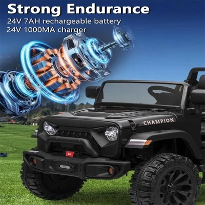 24V 2 Seater Ride On Toys For Kids, Ride On Truck With Remote Control, Bluetooth,2X200W Powerful Motors, Lights, Powered Wheels For Boys Girls 5 24V 2 Seater Ride On Toys For Kids, Ride On Truck With Remote Control, Bluetooth,2X200W Powerful Motors, Lights, Powered Wheels For Boys Girls - Image 3