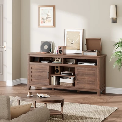 Modern TV Stand For 65 Inch, TV Semi-Open Double Door Cabinet With Shelves – Entertainment Center With 8 Storage For Living Room 4 Modern TV Stand For 65 Inch, TV Semi-Open Double Door Cabinet With Shelves – Entertainment Center With 8 Storage For Living Room - Image 2