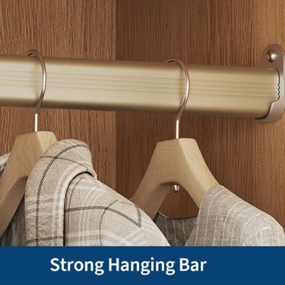 Bedroom Wooden Armoire Wardrobe Closet With Wood Doors, 2 Drawers, Hanging Rod, Freestanding Cabinet With Shelves 6 Bedroom Wooden Armoire Wardrobe Closet With Wood Doors, 2 Drawers, Hanging Rod, Freestanding Cabinet With Shelves - Image 4