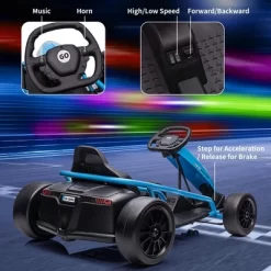 Kids Ride On Go Kart, 24V 300W*2 Motors, 9Ah Battery, Electric Vehicle Car Drifting With Music, Horn, Outdoor Ride On Toy For Teens