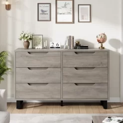 Garvee 6 Dresser For Bedroom, 47.2" Wide Dresser, Freestanding Vertical Drawer Cabinet With Storage, Wooden Closet Storage Chest For Bedroom