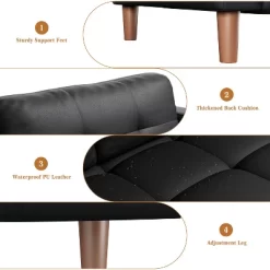 Garvee 3-Seater Sofa Couch, Modern Sofa With Deep Seats And 2 Pillows, Breathable Faux Leather Couch, Stylish Loveseat For Living Room -Garvee GUEST fd7422a3 8721 4c43 88f2 a1e6601ffb1d