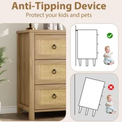 Freestanding Rattan Cabinet Dresser With Anti-Tip Design And Storage Drawer, Wooden Closet Dressers Chest For Bedroom, Living Room, Natural Wood 19 Freestanding Rattan Cabinet Dresser With Anti-Tip Design And Storage Drawer, Wooden Closet Dressers Chest For Bedroom, Living Room, Natural Wood -Garvee GUEST fd77f19b 4ee5 4e34 bd31 6c4be81b0bf8