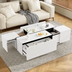 Coffee Table With Hidden Storage - Wide Tabletop, 2 Hidden Storage Space And 2 Large Drawers, Modern Design -Garvee GUEST fdbc66f2 7c74 43b0 b3d9 3424ad2097c0