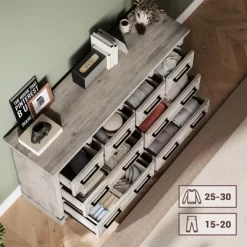 Garvee Farmhouse 8 Drawer Dresser For Bedroom, Rustic Wood Chest Of Drawers With Easy Pull Handles, Storage Cabinet For Living Room -Garvee GUEST fdc64bba dcb2 4d7d bb80 f2f5e94f5c55