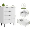 Garvee 5 Drawer Dresser For Bedroom, Modern Tall Chest Of Drawers With Metal Legs And Wooden Storage Cabinet For Living Room, White
