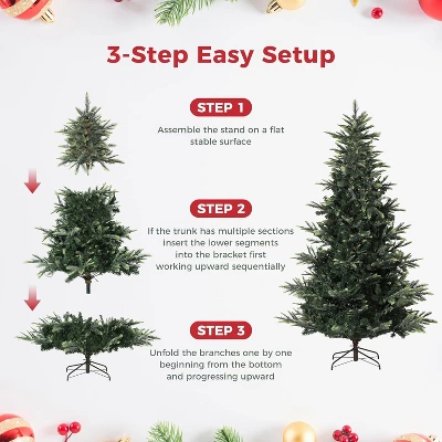 Pre-Lit Artificial Christmas Tree, Spruce Xmas Tree With Thick PE & PVC Branches, UL Listed Warm White Lights, Fire-Resistant, Home, Office 5 Pre-Lit Artificial Christmas Tree, Spruce Xmas Tree With Thick PE & PVC Branches, UL Listed Warm White Lights, Fire-Resistant, Home, Office - Image 3