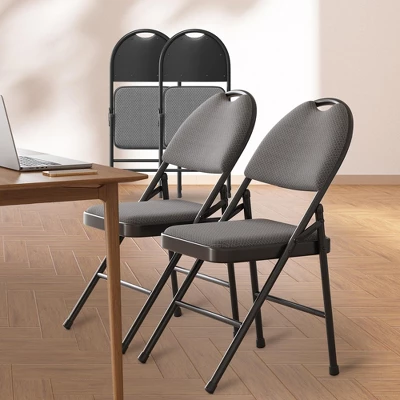 4 Pack Fabric Padded Folding Chairs, Commercial Metal Folding Chair With Padded Back, 350 Lbs Weight Capacity Comfortable Foldable Chair 4 4 Pack Fabric Padded Folding Chairs, Commercial Metal Folding Chair With Padded Back, 350 Lbs Weight Capacity Comfortable Foldable Chair - Image 2