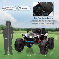 24V 2-Seater Kids UTV - Remote Control, 17" Tires, LED Lights & Music, 2-Speed (Ages 3-8) -Garvee GUEST fe603205 07f1 4e48 a957 480dca9cbb63