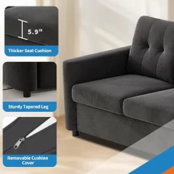 115" Faux Leather 4-Seat Sectional Sofa, Middle Table With Cup Holders, Deep Cushions, Side Organizer, For Apartment Or Small Space 12 115" Faux Leather 4-Seat Sectional Sofa, Middle Table With Cup Holders, Deep Cushions, Side Organizer, For Apartment Or Small Space -Garvee GUEST ff1e4aee f6dc 46aa a08e cc020469a7fe